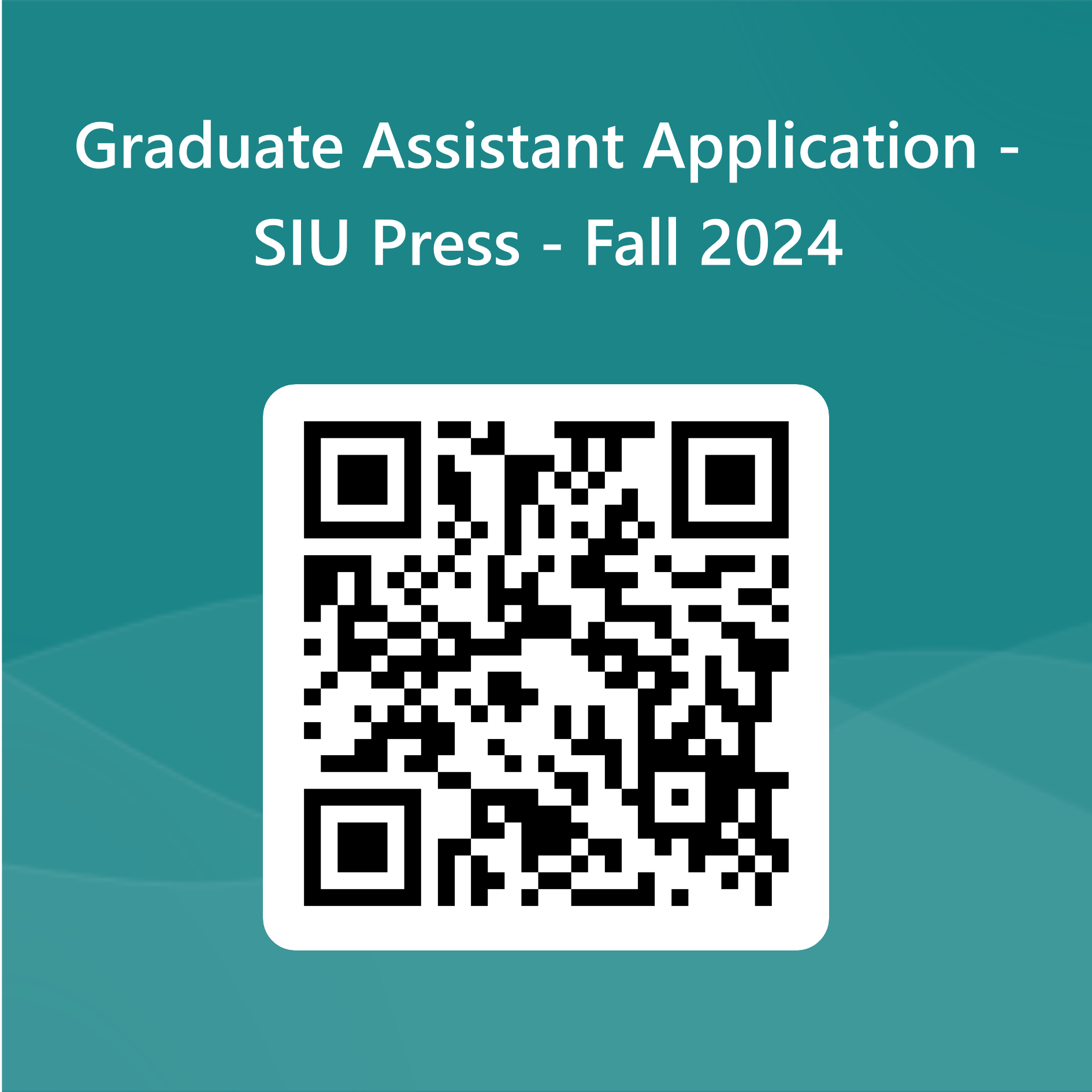 qr code linking to the online application form for the SIU Press Fall 2024 Graduate Assistantship