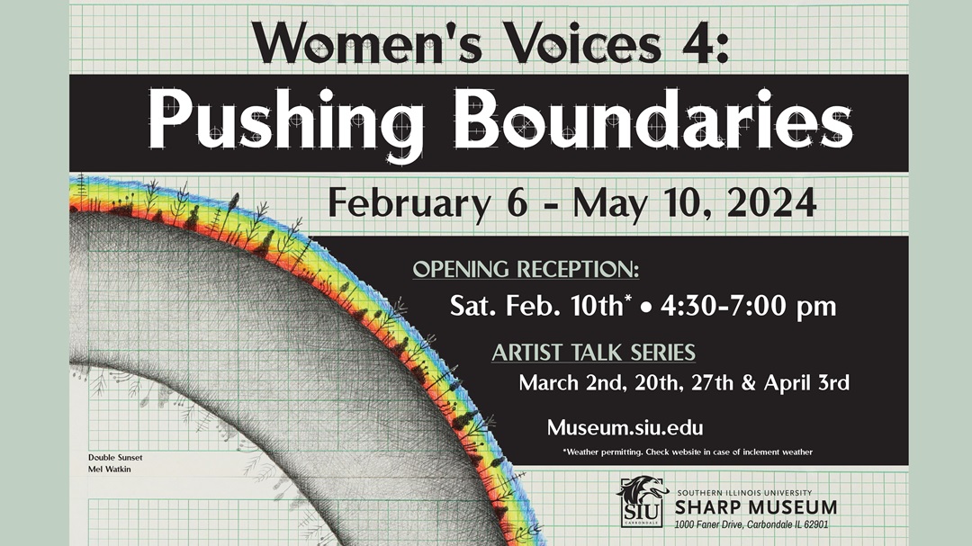 Experience Women's Voices 4: Pushing Boundaries from February 6 through May 10, 2024, at the Sharp Museum. There will be artist talks on March 2, 20, and 27, and April 3.